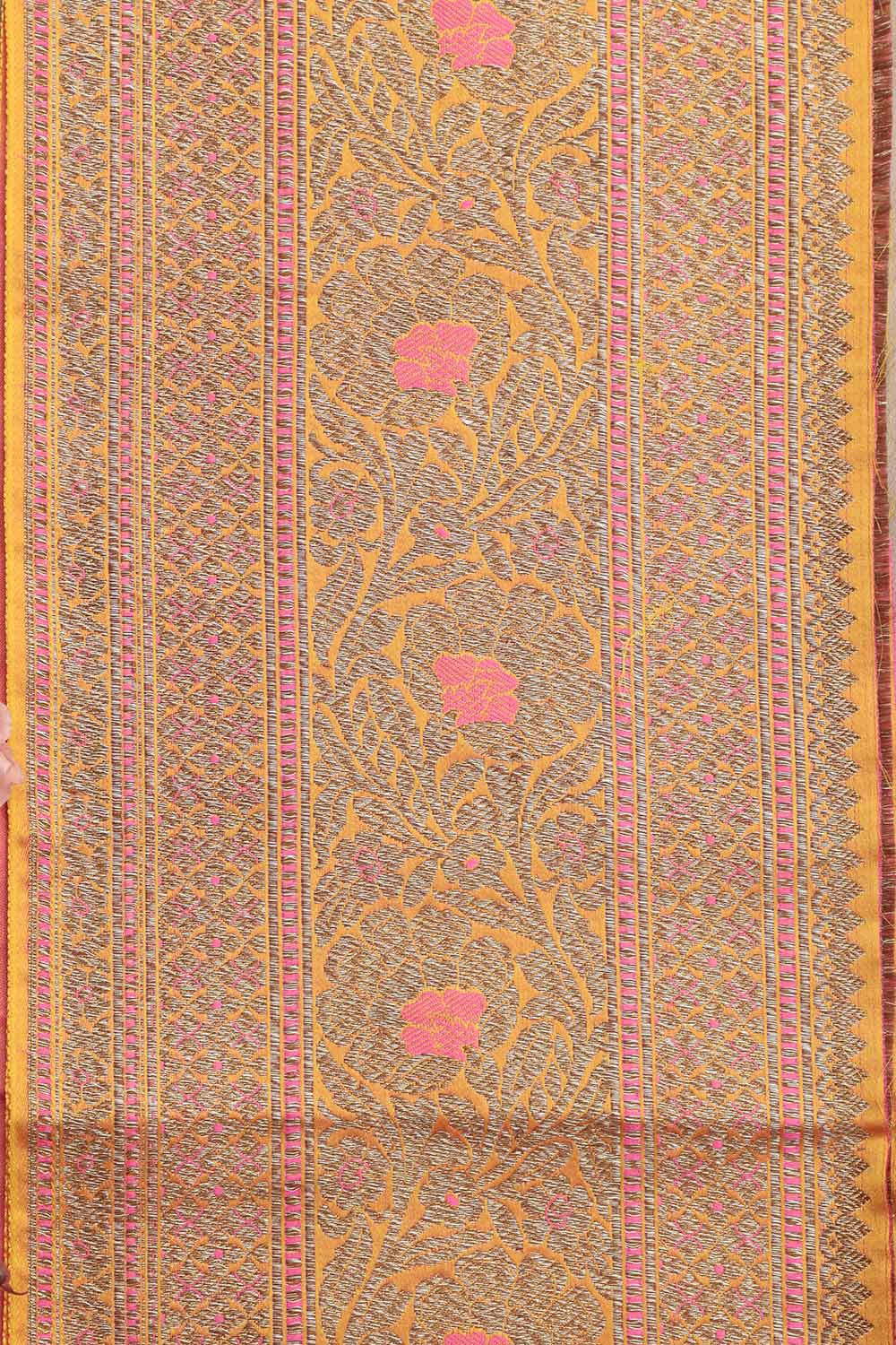 Yellow Banarasi Silk Lace Saree - Elegant & Timeless  (1 Mtr) - Luxurion World