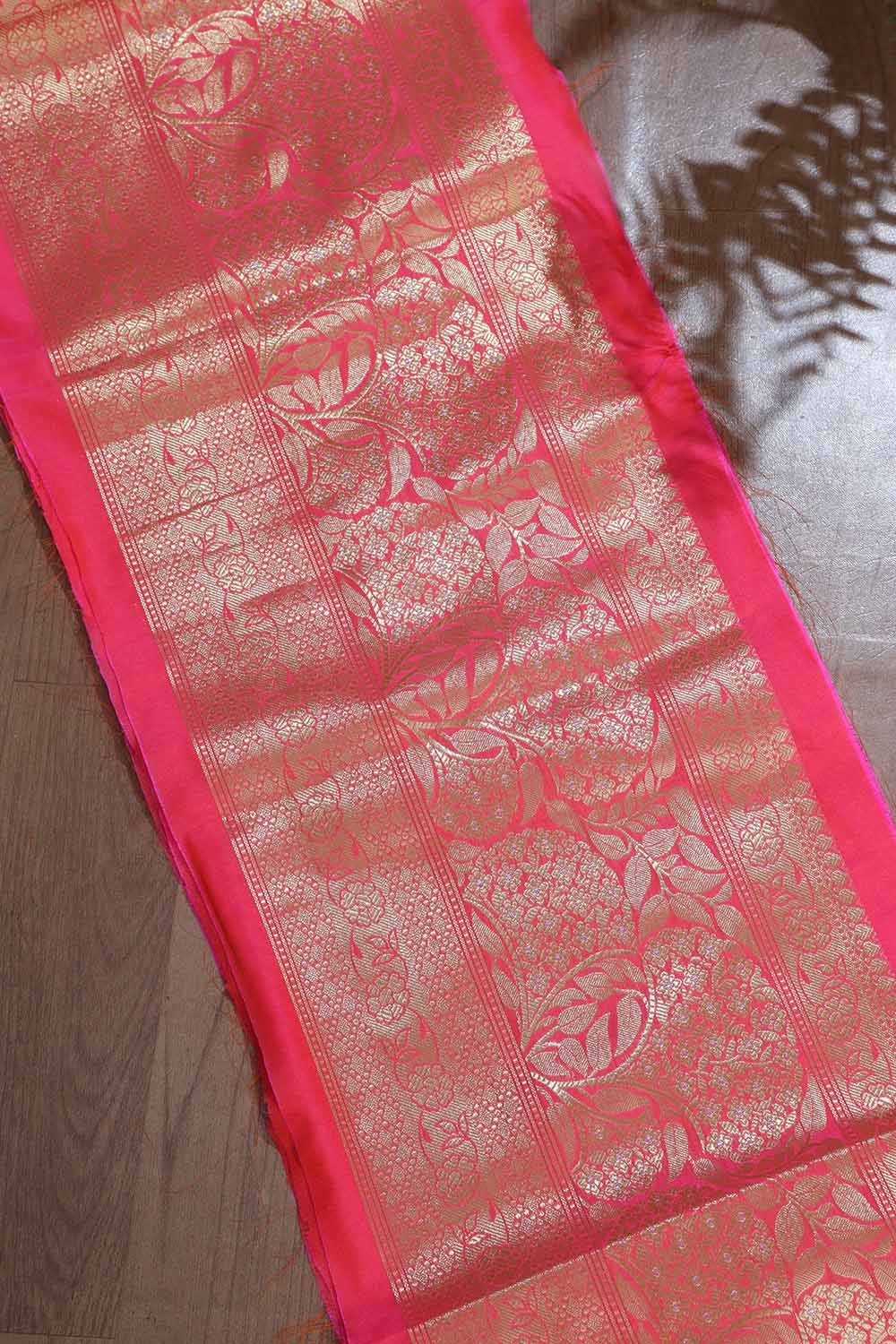Stunning Pink Banarasi Silk Lace ( 1 Mtr ) - Luxurion World
