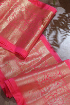 Stunning Pink Banarasi Silk Lace ( 1 Mtr ) - Luxurion World