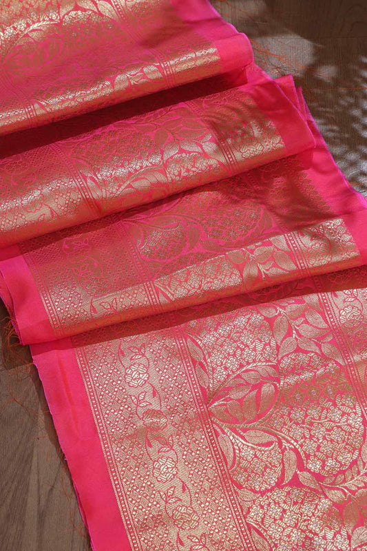 Stunning Pink Banarasi Silk Lace ( 1 Mtr ) - Luxurion World
