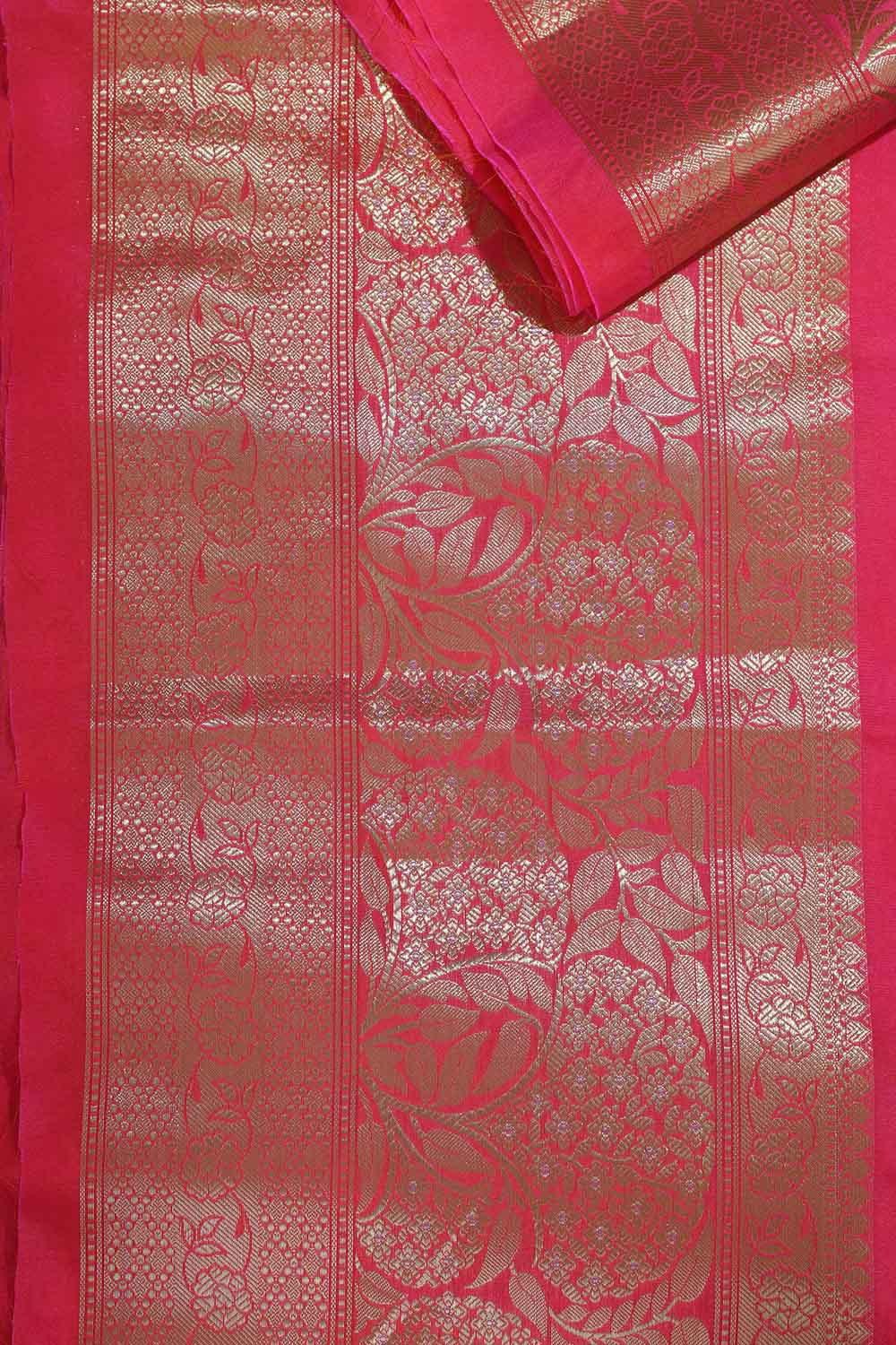 Stunning Pink Banarasi Silk Lace ( 1 Mtr ) - Luxurion World
