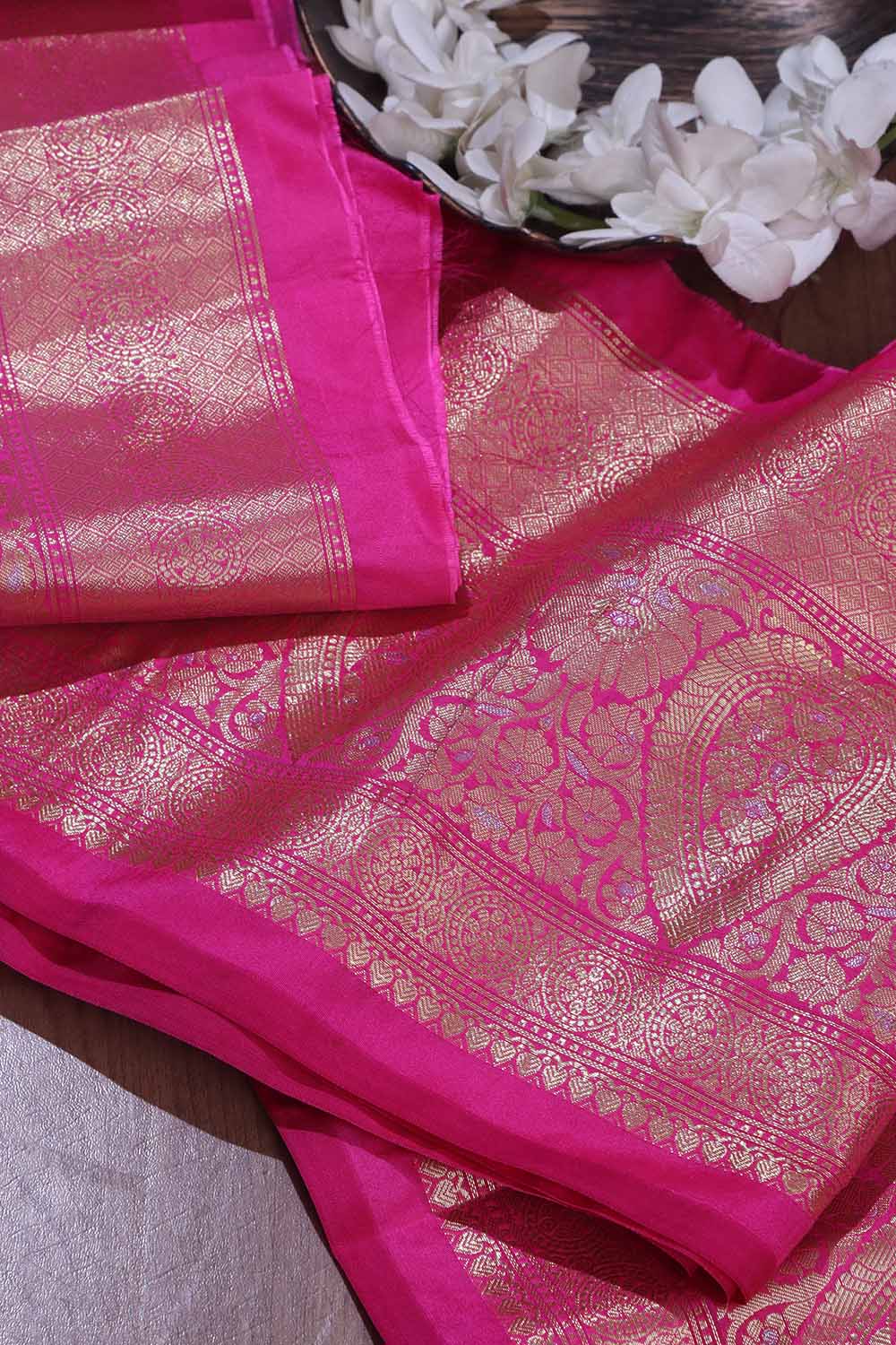 Pink Banarasi Silk Lace ( 0.75 Mtr ) - Luxurion World