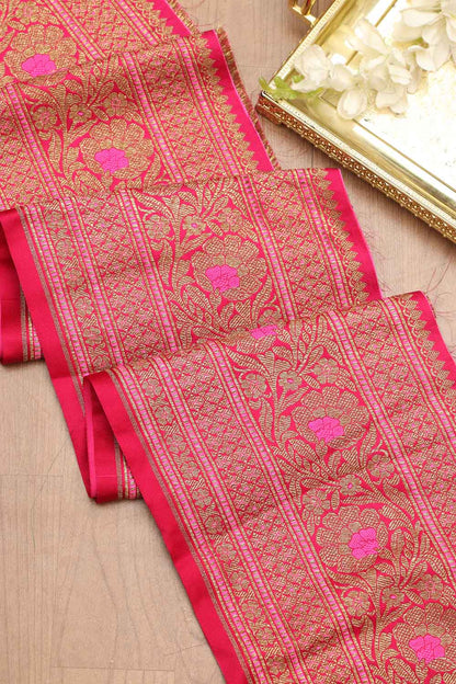Elegant Banarasi Silk Lace Saree in Pink - Luxurion World