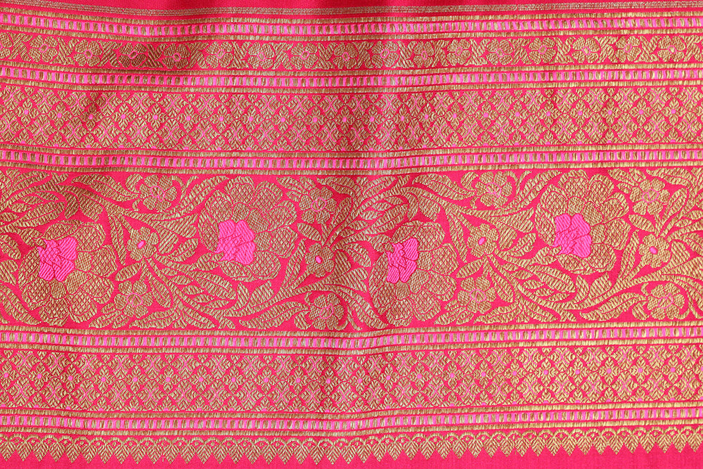 Elegant Banarasi Silk Lace Saree in Pink - Luxurion World