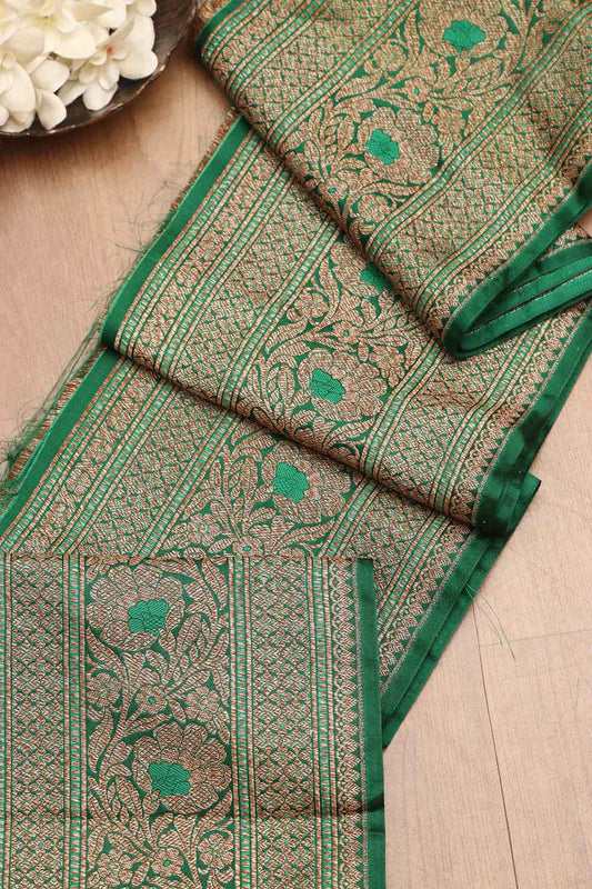 Exquisite Green Banarasi Silk Lace Saree