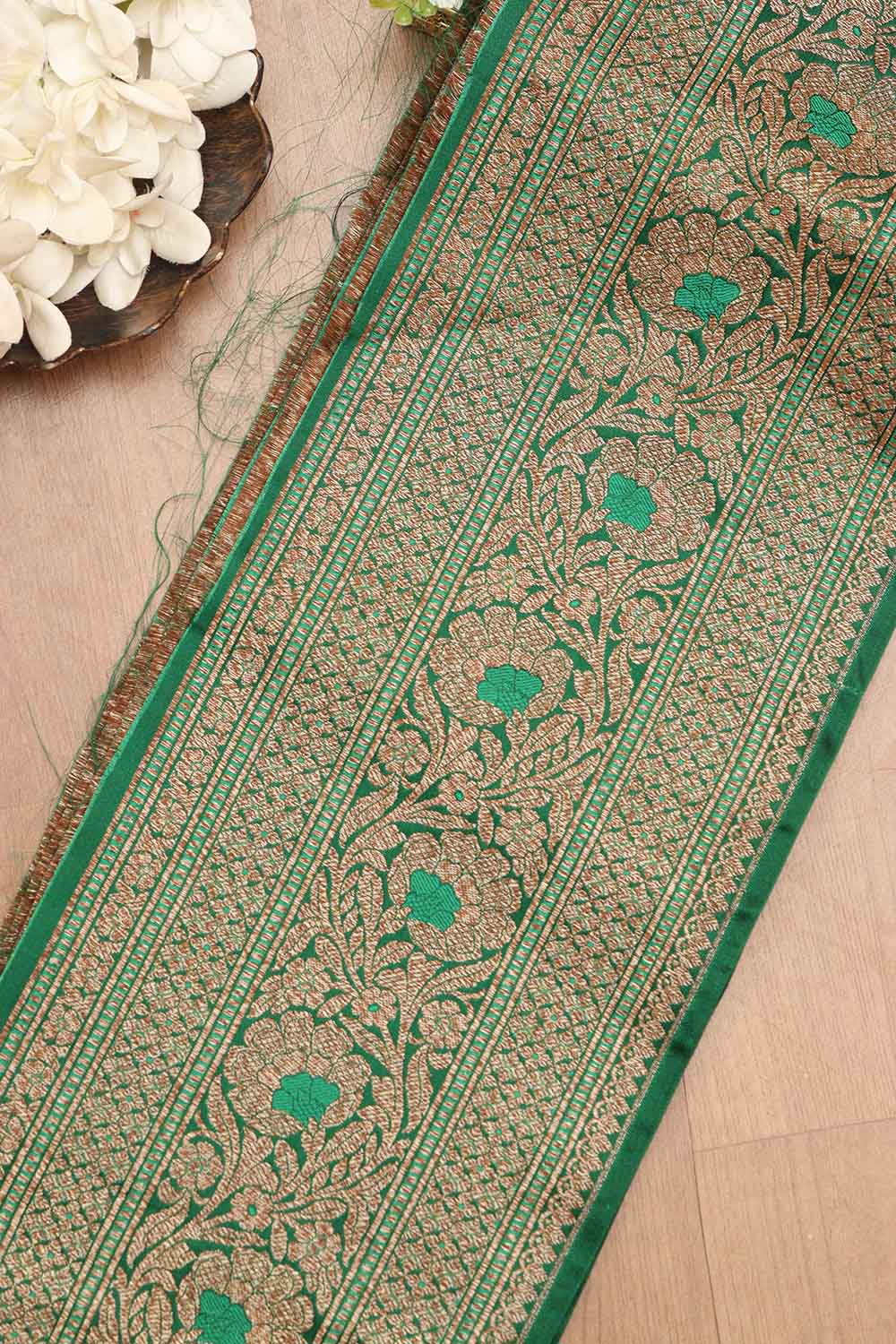 Green Banarasi Silk Lace ( 1 Mtr ) - Luxurion World