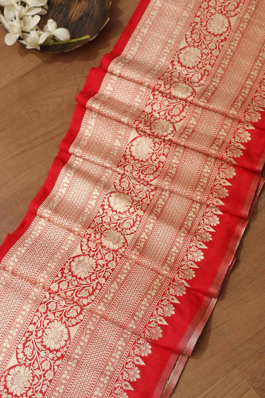 Elegant Red Banarasi Silk Lace ( 1 mtr ) - Luxurion World