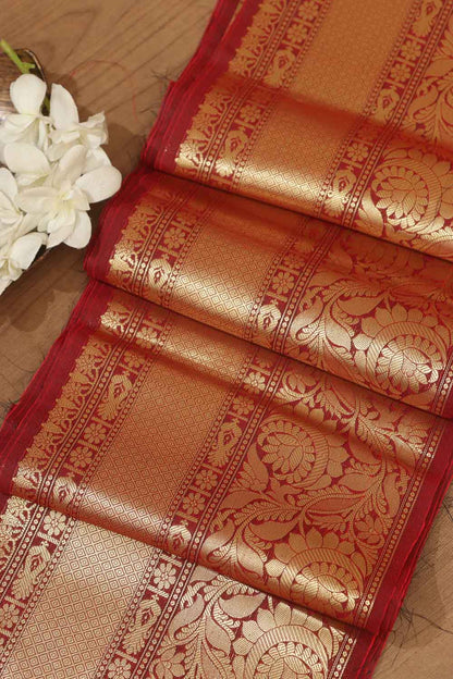 Stunning Maroon Banarasi Silk Lace ( 1 Mtr ) - Luxurion World
