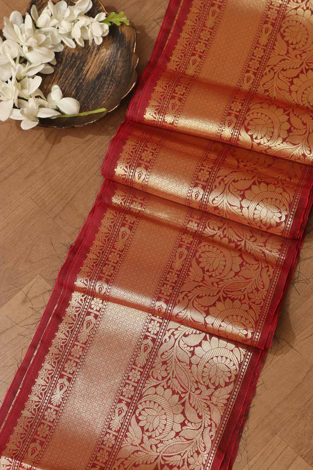 Stunning Maroon Banarasi Silk Lace ( 1 Mtr ) - Luxurion World