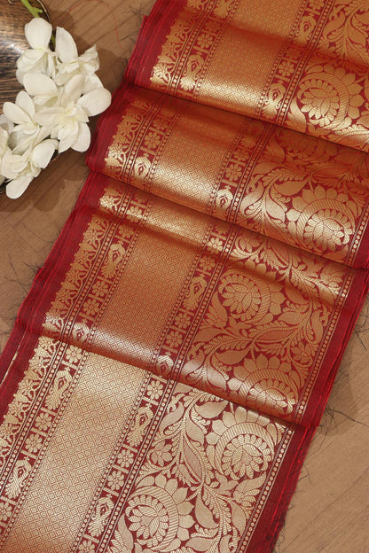 Stunning Maroon Banarasi Silk Lace ( 1 Mtr ) - Luxurion World