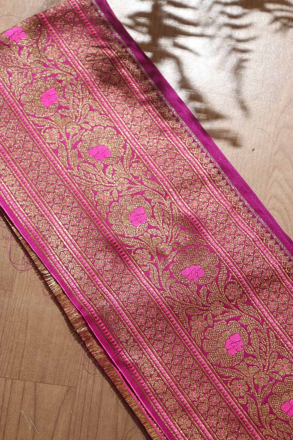 Stunning Purple Banarasi Silk Lace ( 0.75 mtr) - Luxurion World