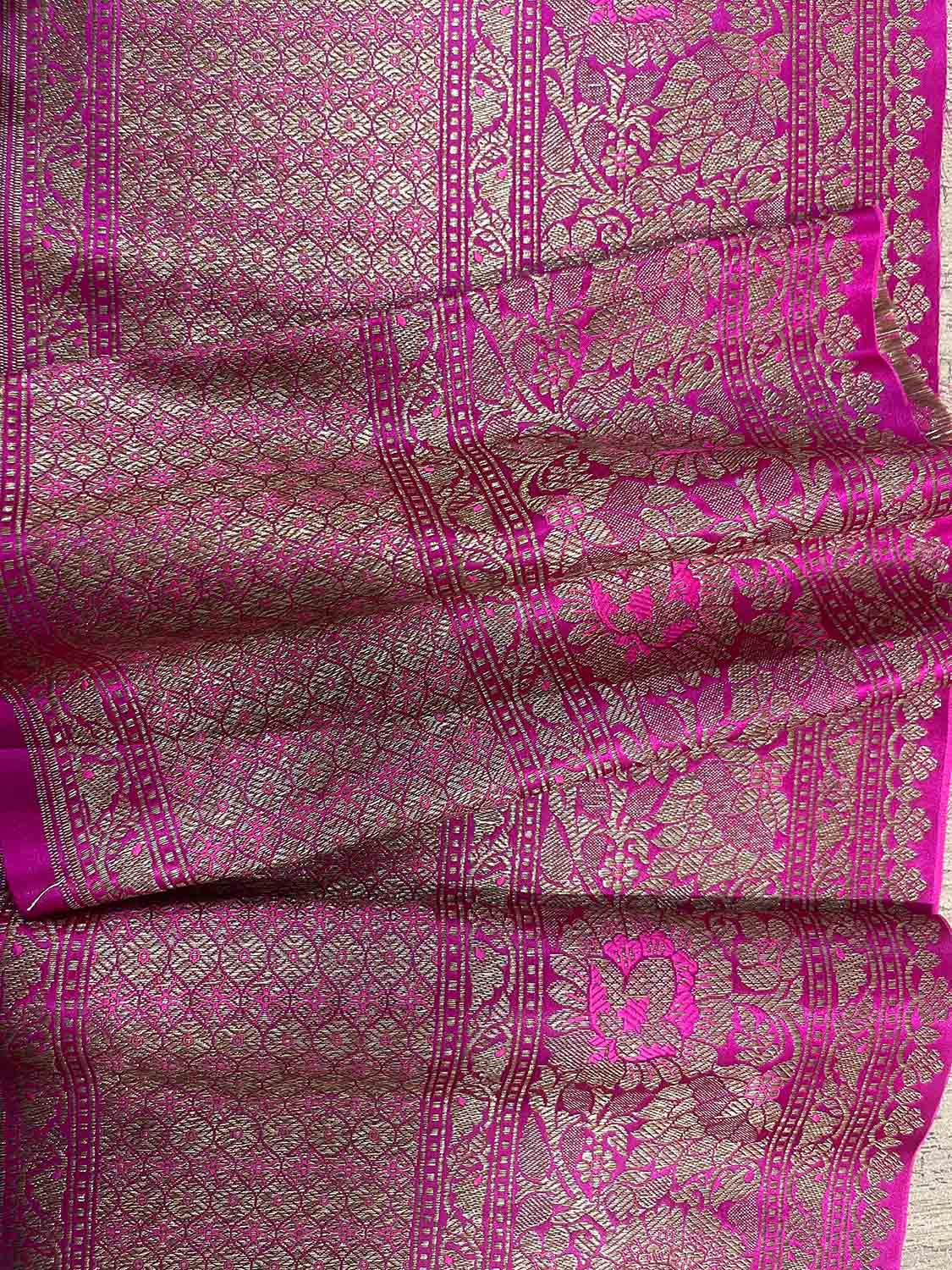 Elegant Pink Banarasi Silk Lace - 1 Mtr - Luxurion World