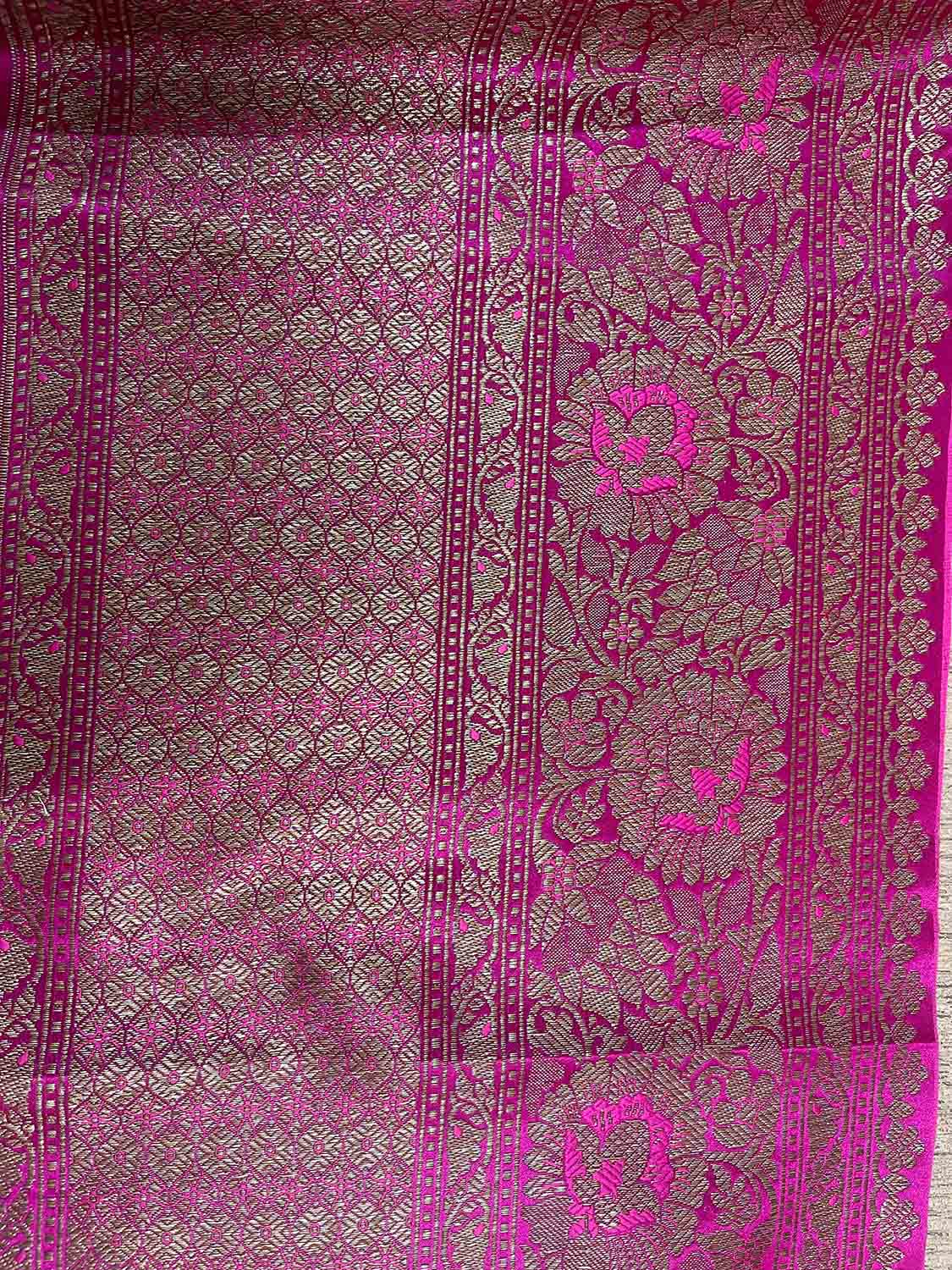 Elegant Pink Banarasi Silk Lace - 1 Mtr - Luxurion World