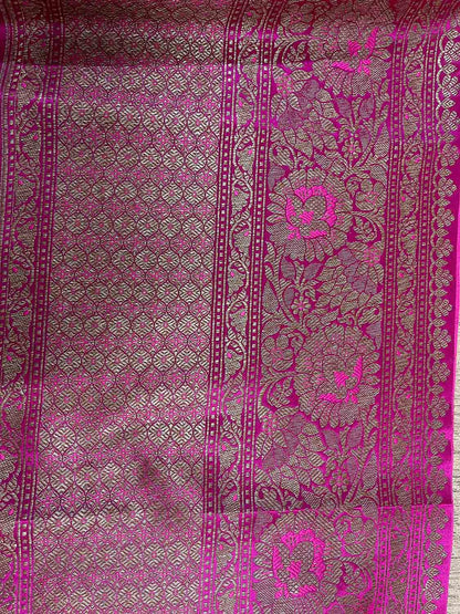 Elegant Pink Banarasi Silk Lace - 1 Mtr - Luxurion World