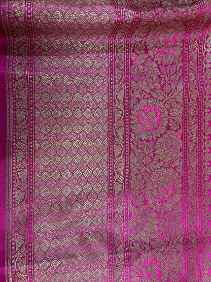 Elegant Pink Banarasi Silk Lace - 1 Mtr - Luxurion World