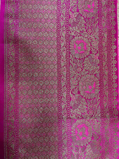 Elegant Pink Banarasi Silk Lace - 1 Mtr - Luxurion World