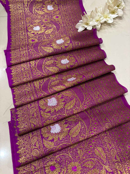 Exquisite Purple Banarasi Silk Sona Roopa Lace ( 1 Mtr ) - Luxurion World