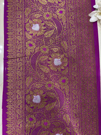 Exquisite Purple Banarasi Silk Sona Roopa Lace ( 1 Mtr ) - Luxurion World