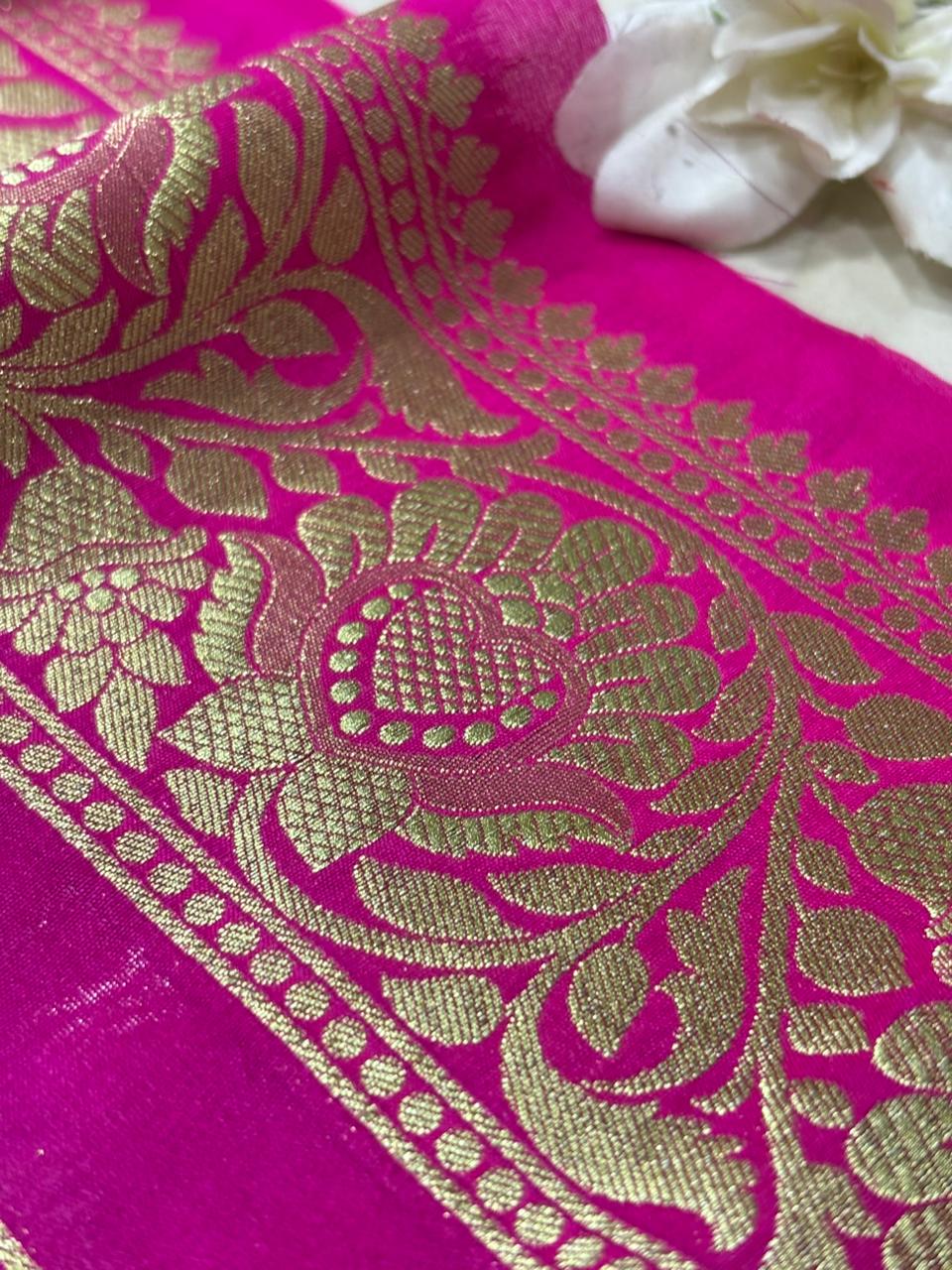 Pretty in Pink: Banarasi Silk Lace ( 1 Mtr ) - Luxurion World