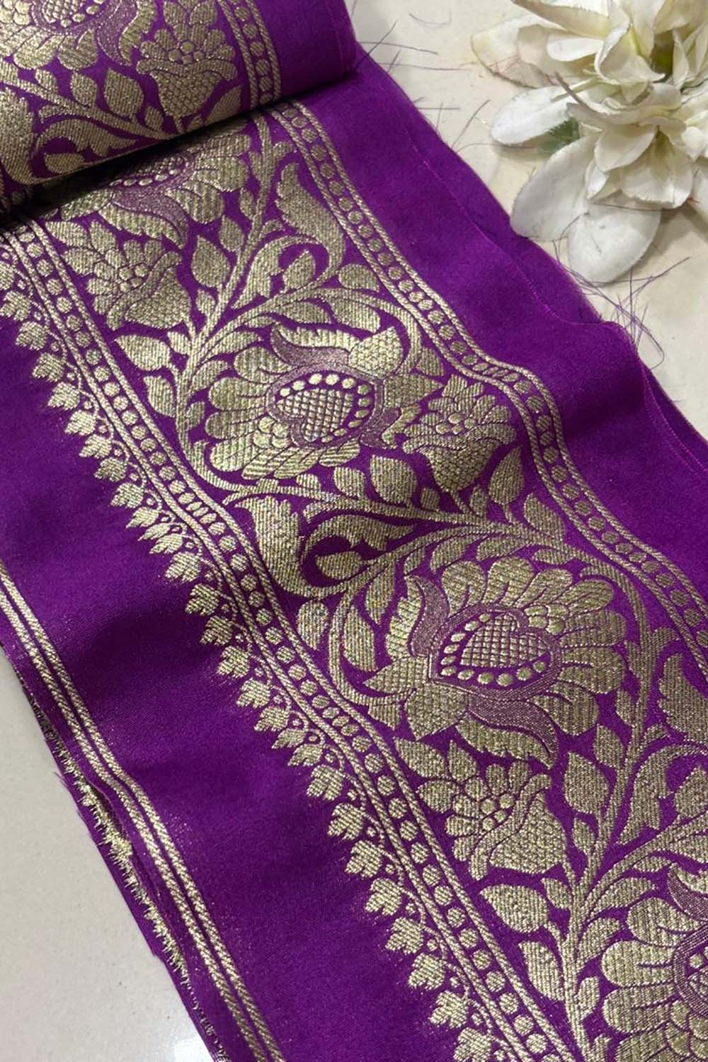 Purple Banarasi Silk Lace ( 1 Mtr ) - Luxurion World