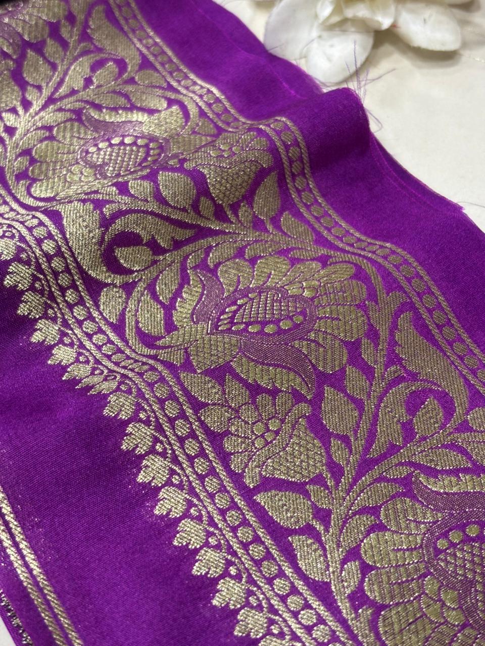 Purple Banarasi Silk Lace ( 1 Mtr ) - Luxurion World