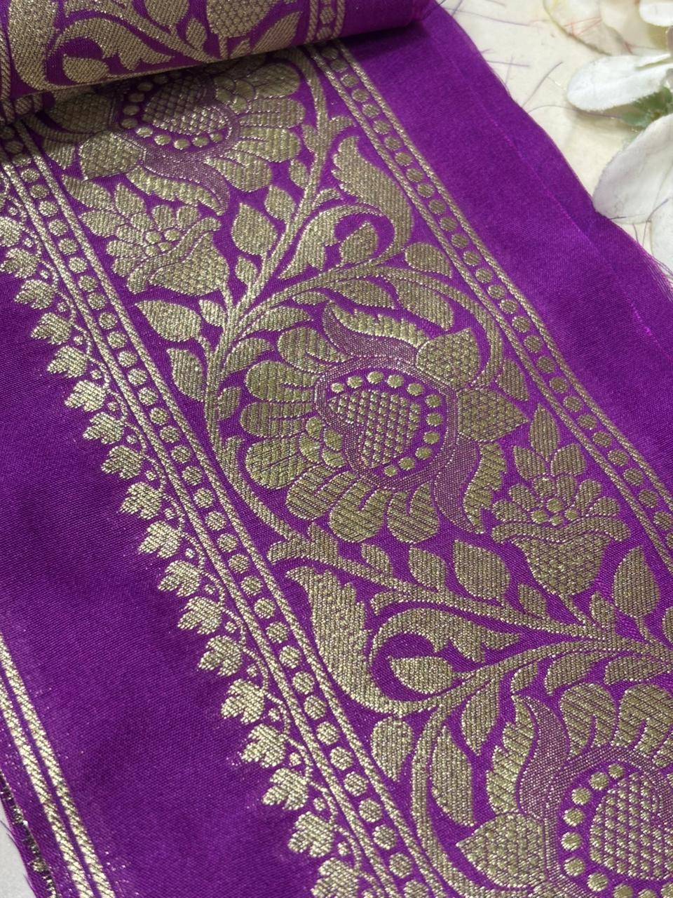 Purple Banarasi Silk Lace ( 1 Mtr ) - Luxurion World