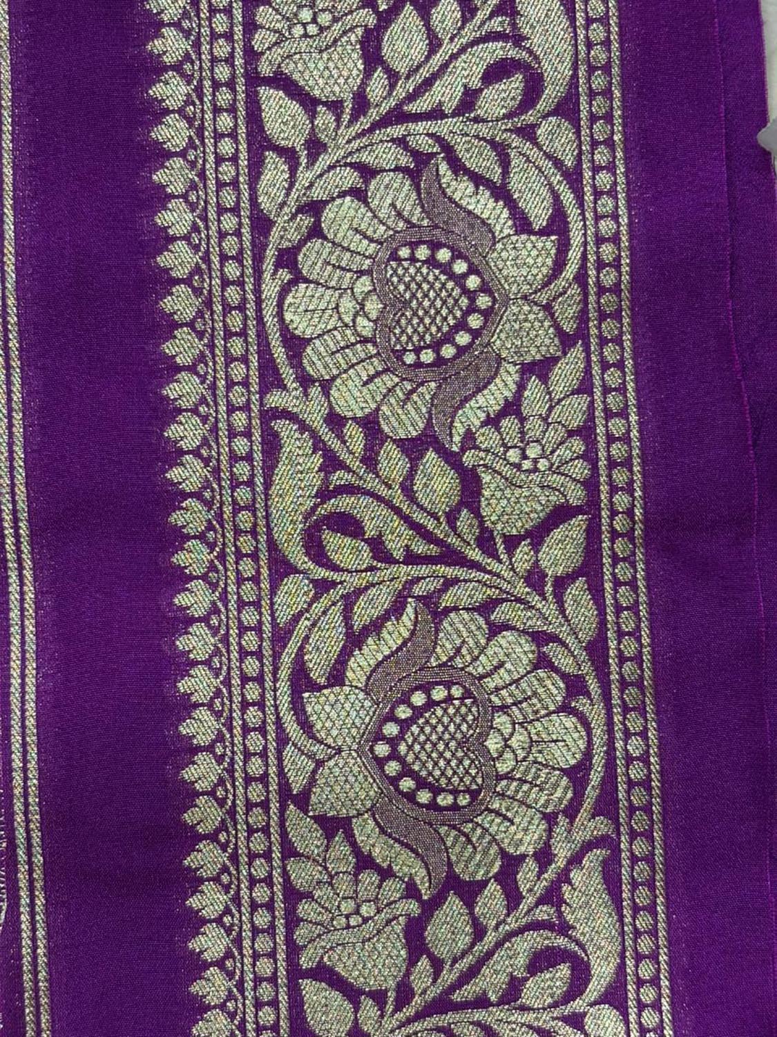 Purple Banarasi Silk Lace ( 1 Mtr ) - Luxurion World