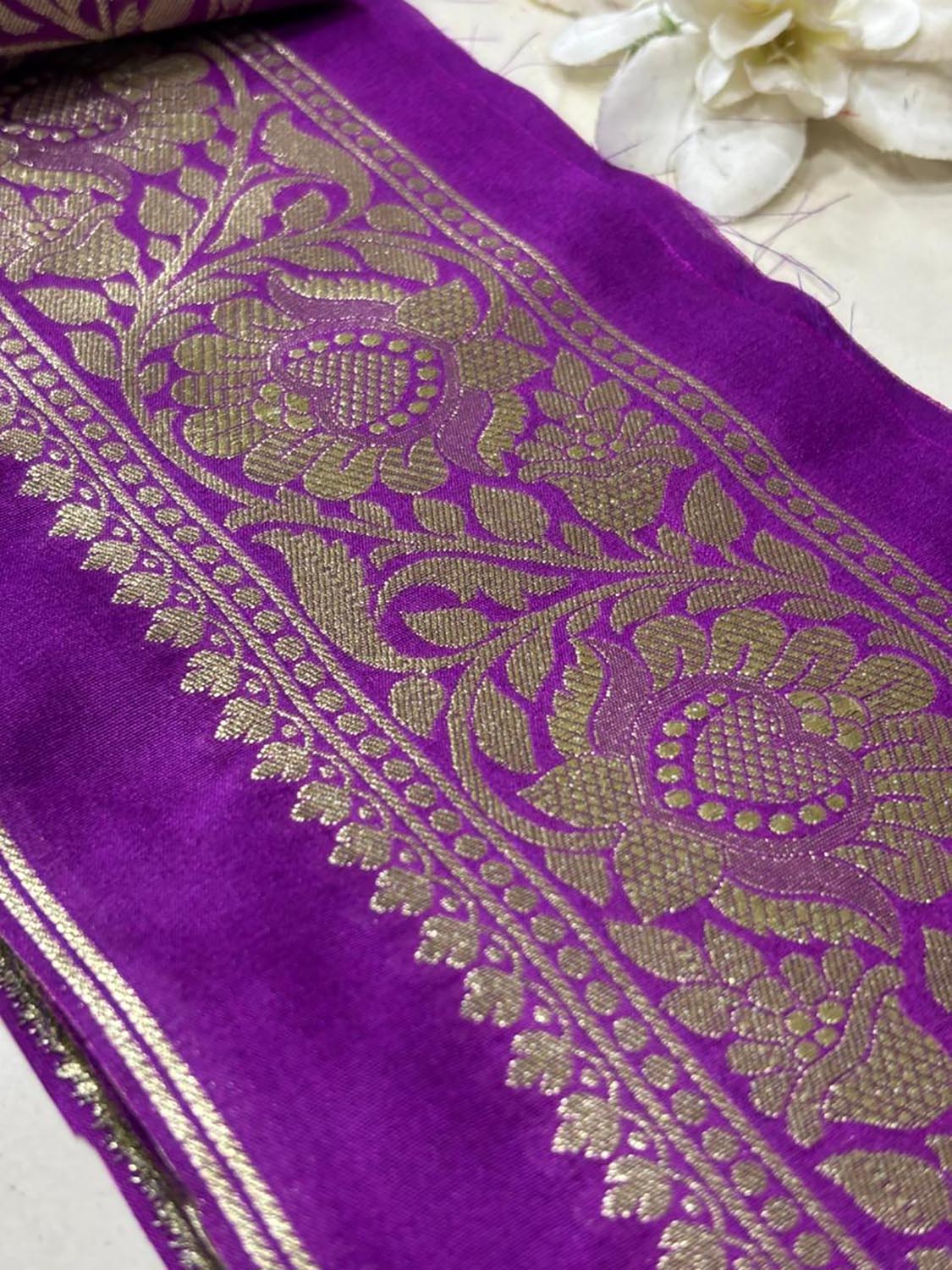 Purple Banarasi Silk Lace ( 1 Mtr ) - Luxurion World
