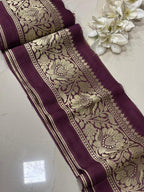 Elegant Maroon Banarasi Silk Lace ( 1 Mtr ) - Luxurion World