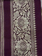 Elegant Maroon Banarasi Silk Lace ( 1 Mtr ) - Luxurion World