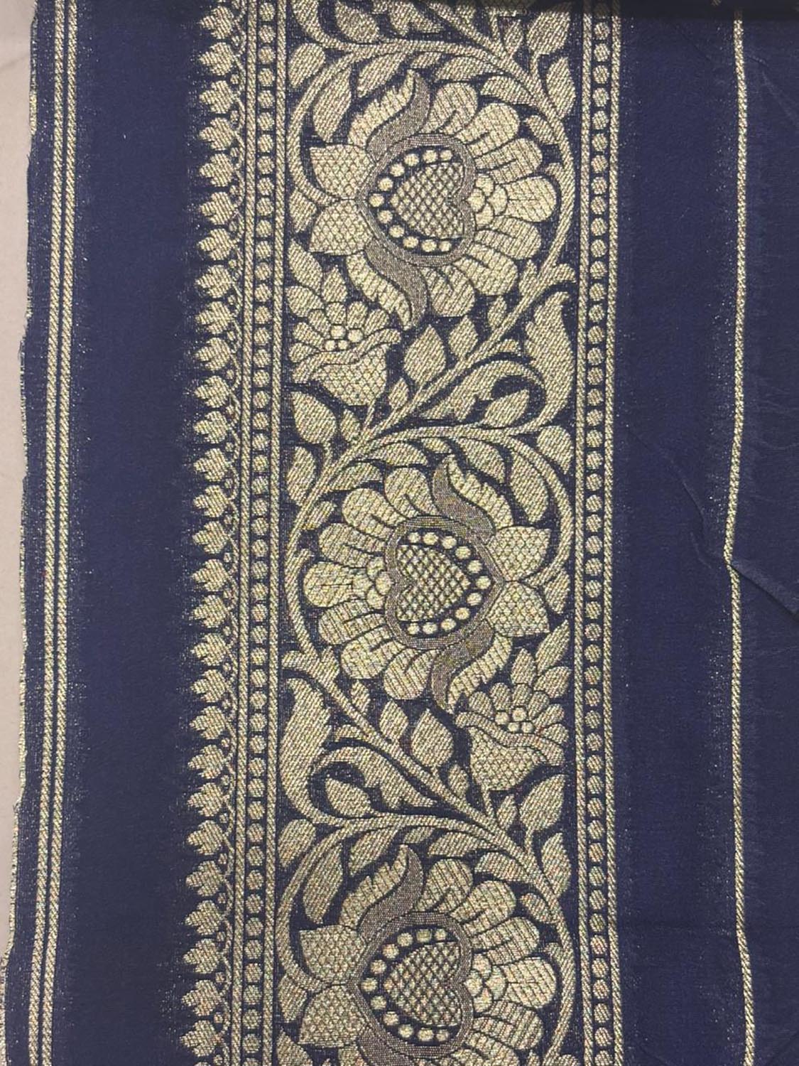 Blue Banarasi Silk Lace ( 1 Mtr ) - Luxurion World