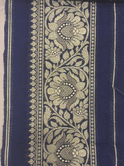 Blue Banarasi Silk Lace ( 1 Mtr ) - Luxurion World