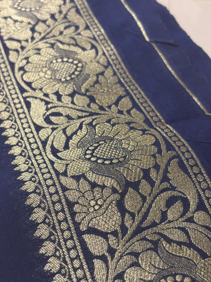 Blue Banarasi Silk Lace ( 1 Mtr ) - Luxurion World
