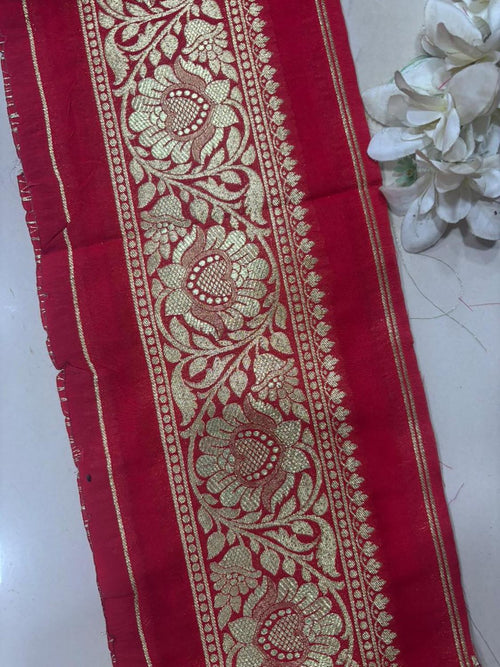 Exquisite Red Banarasi Silk Lace ( 1 Mtr ) - Luxurion World