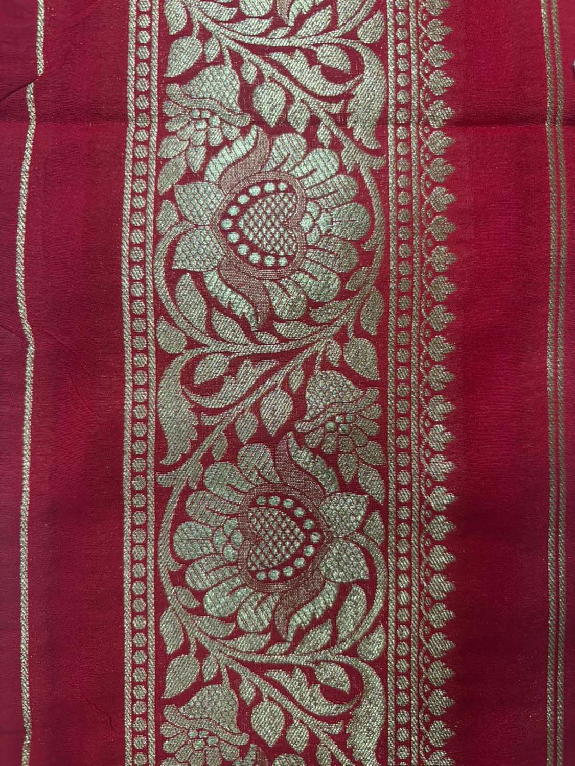 Exquisite Red Banarasi Silk Lace ( 1 Mtr ) - Luxurion World