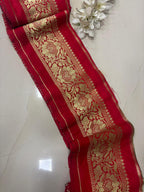 Exquisite Red Banarasi Silk Lace ( 1 Mtr ) - Luxurion World