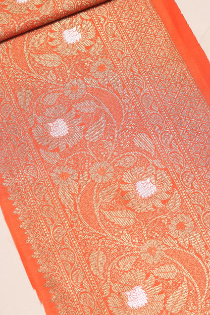 Orange Banarasi Silk Lace ( 1 Mtr ) - Luxurion World