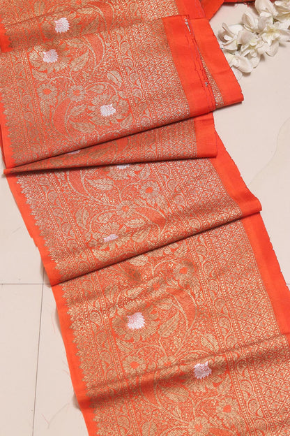 Orange Banarasi Silk Lace ( 1 Mtr ) - Luxurion World