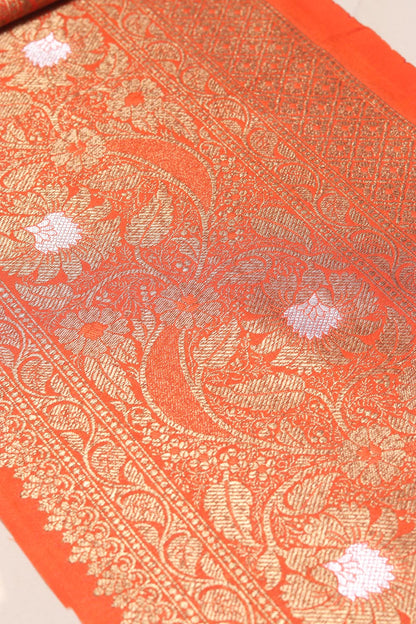 Orange Banarasi Silk Lace ( 1 Mtr ) - Luxurion World