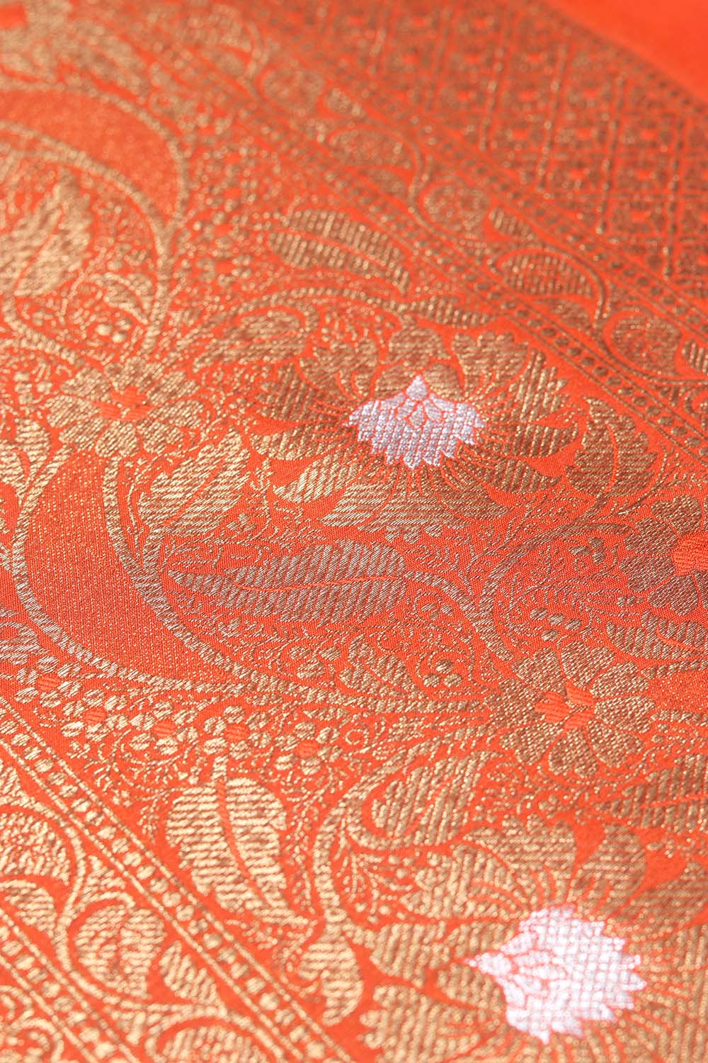 Orange Banarasi Silk Lace ( 1 Mtr ) - Luxurion World