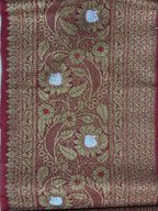 Elegant Maroon Banarasi Silk Lace ( 1 Mtr ) - Luxurion World