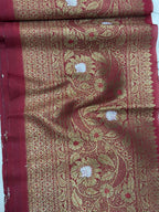 Elegant Maroon Banarasi Silk Lace ( 1 Mtr ) - Luxurion World