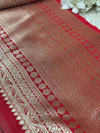 Red Banarasi Silk Lace ( 1 Mtr ) - Luxurion World