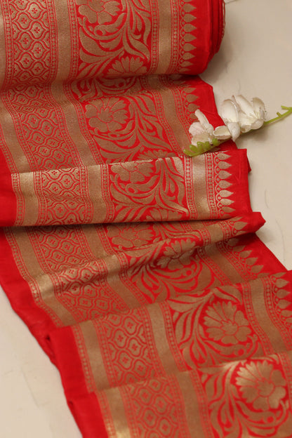 Red Banarasi Silk Lace