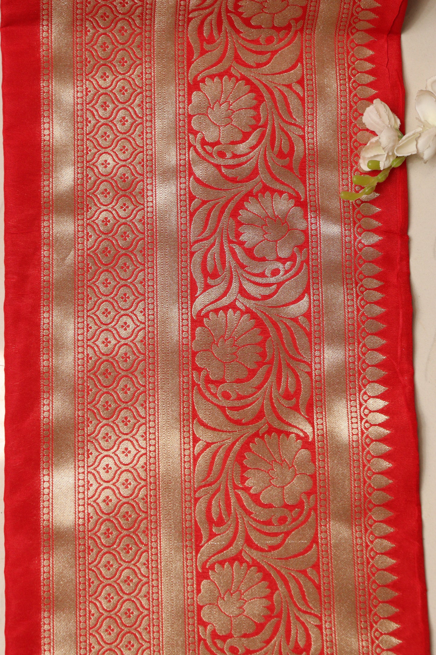 Red Banarasi Silk Lace