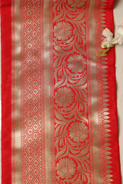 Red Banarasi Silk Lace
