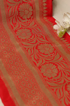 Red Banarasi Silk Lace - Luxurion World