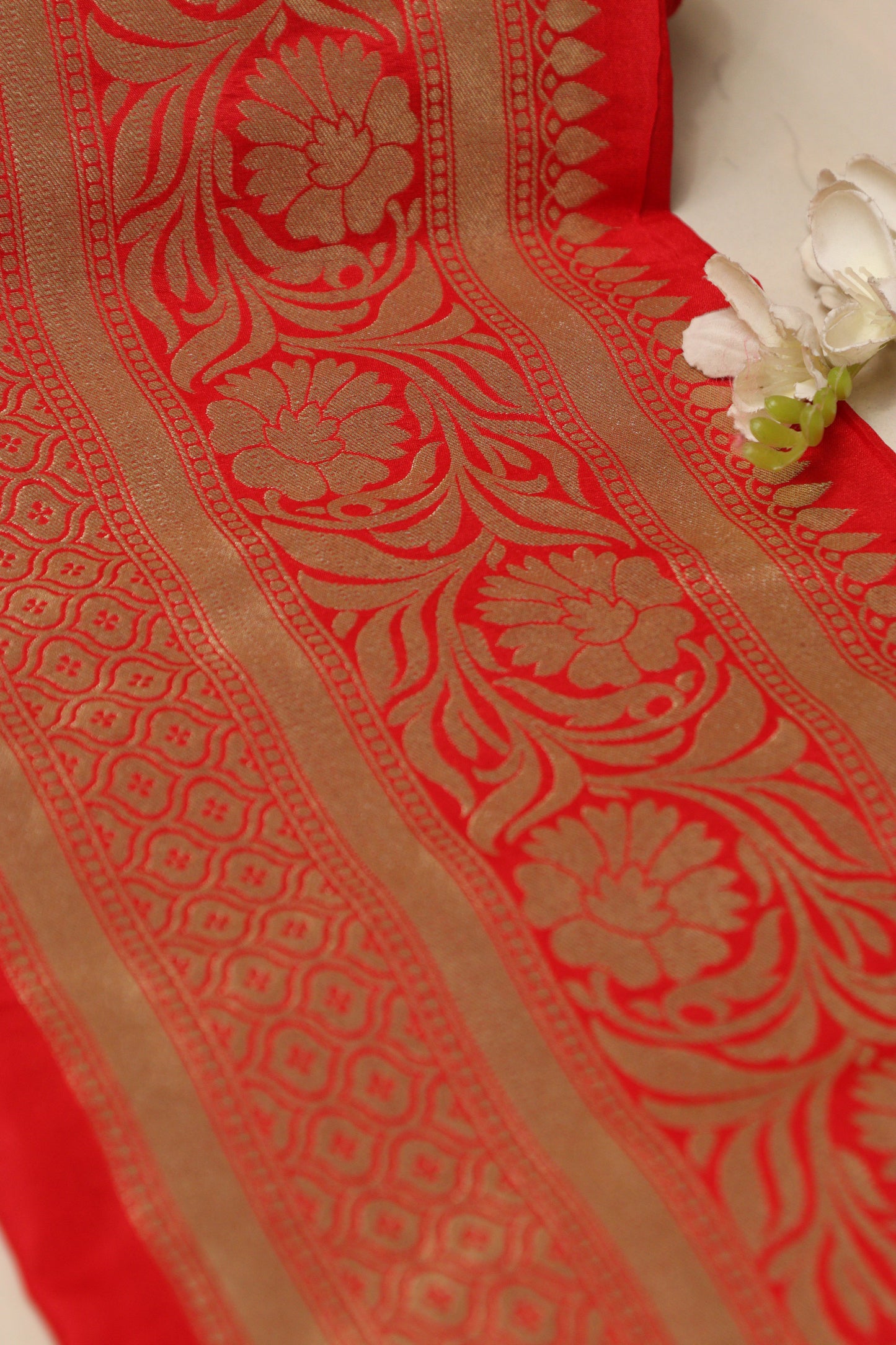 Red Banarasi Silk Lace