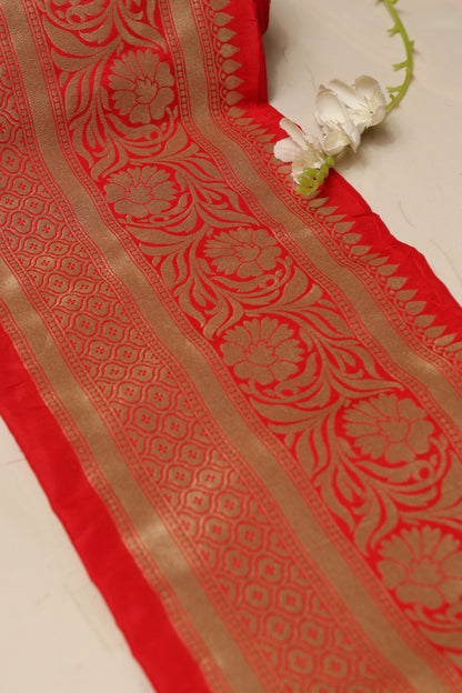 Red Banarasi Silk Lace