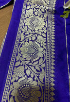 Exquisite Blue Banarasi Silk Lace ( 1 Mtr ) - Luxurion World
